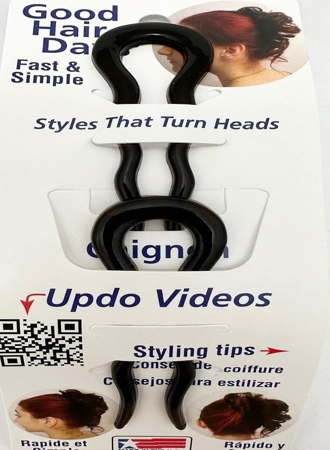 Good Hair Days Wave Hairpins – Fast & Simple Styling Tools & Hair Jewelry for Effortless Updos, Chignons, French Twists, Made in USA - Tortoise Shell, Set of 2 - Image 2